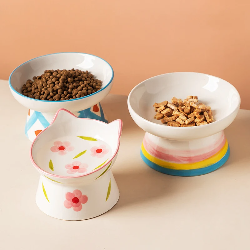 Food Snacks Drinks - Cat Elevated Ceramic Bowl Pet Food