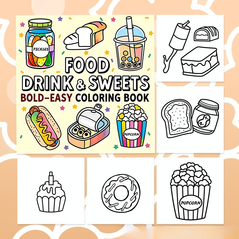 Food Drink & Sweets Bold Easy  - đánh giá và giá Food And Snacks Coloring Book Bold And Easy