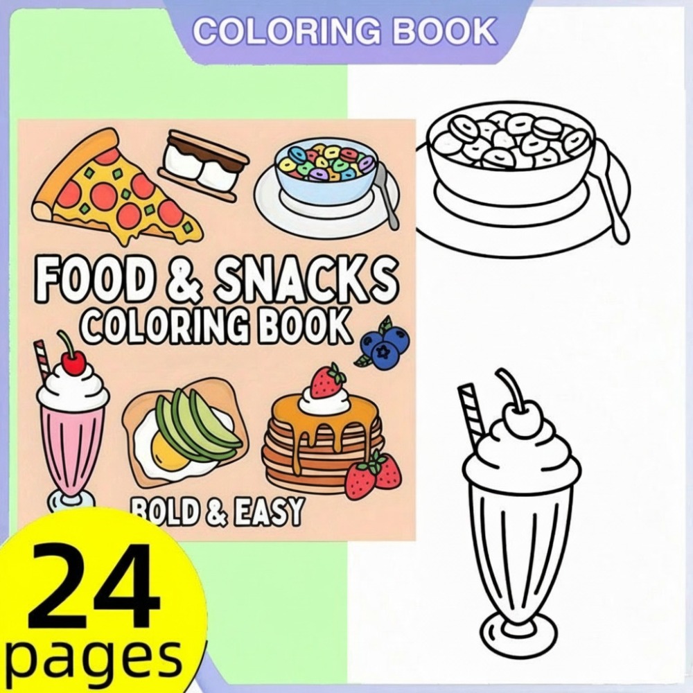 Food and Snacks Coloring Book  - đánh giá và giá Food And Snacks Coloring Book Bold And Easy
