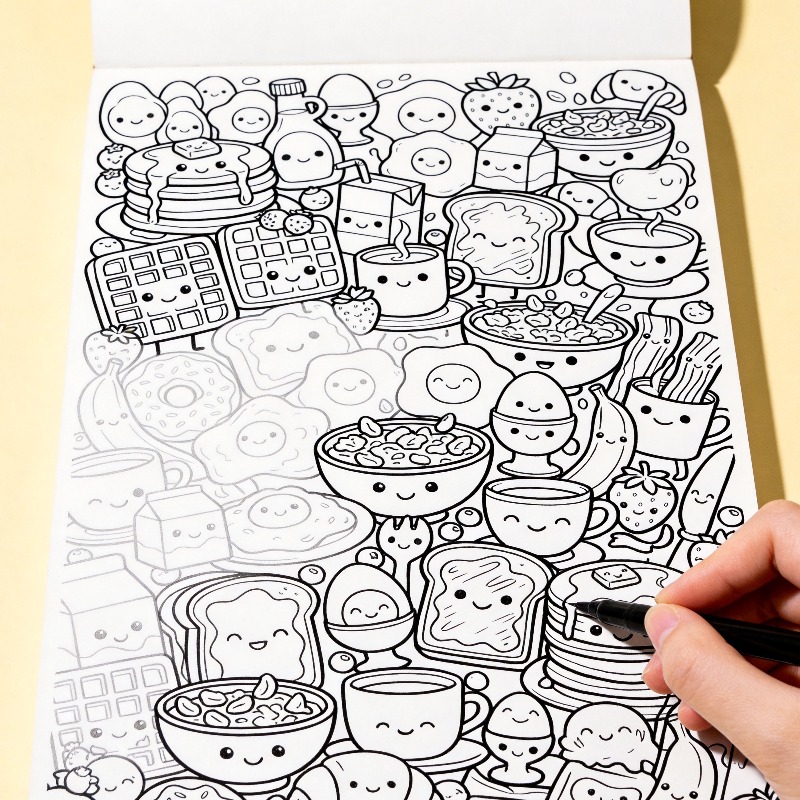 An Adult Decompression and Med - đánh giá và giá Food And Snacks Coloring Book Bold And Easy